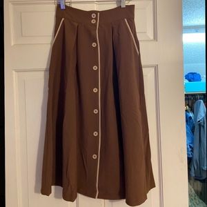 ModCloth Brown buttoned midi skirt